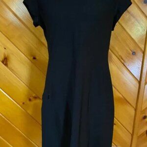 L.L. Bean Women’s Fitness Dress Black Large Pocket Athleisure V-Neck